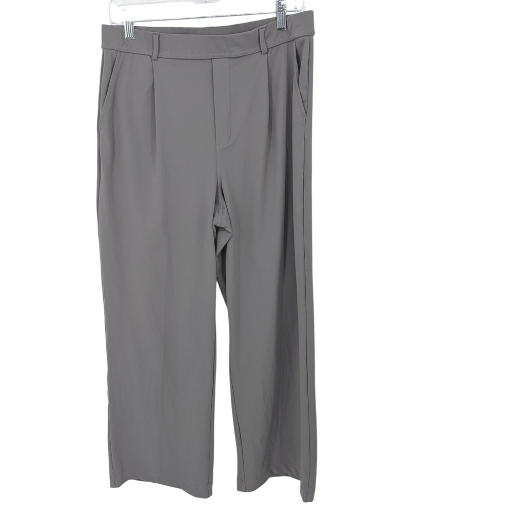 Halara Flex Day Stretch Pants Women Large Gray Wide Leg Pleated High Rise